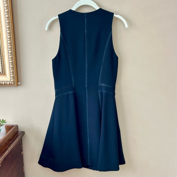 Rag & Bone Rae Mini Dress Leather Trim Black Sleeveless Asymmetrical Size 2 - Picture 6 of 9